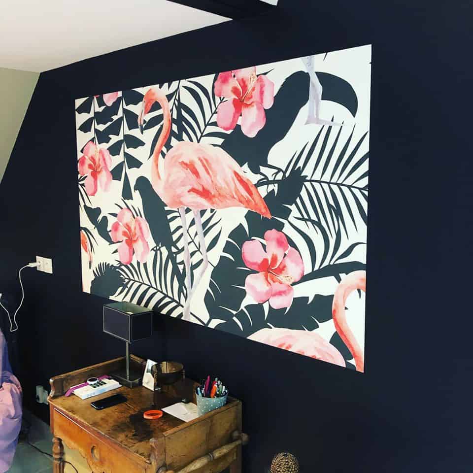 Le papier peint revient en force...ici intégration d’un panoramique au centre de la finition peinture à Caen