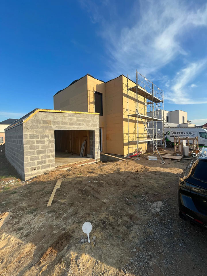 Isolation Thermique par lexterieur sur fibre de bois a Bieville Beuville